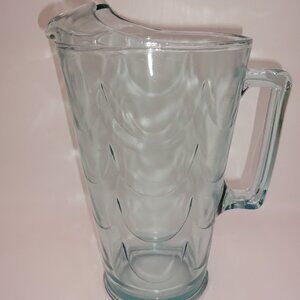 Vintage Jeannette ? Ice Blue Swag Wave Clear Heavy Glass Pitcher 64 Ounces 10"